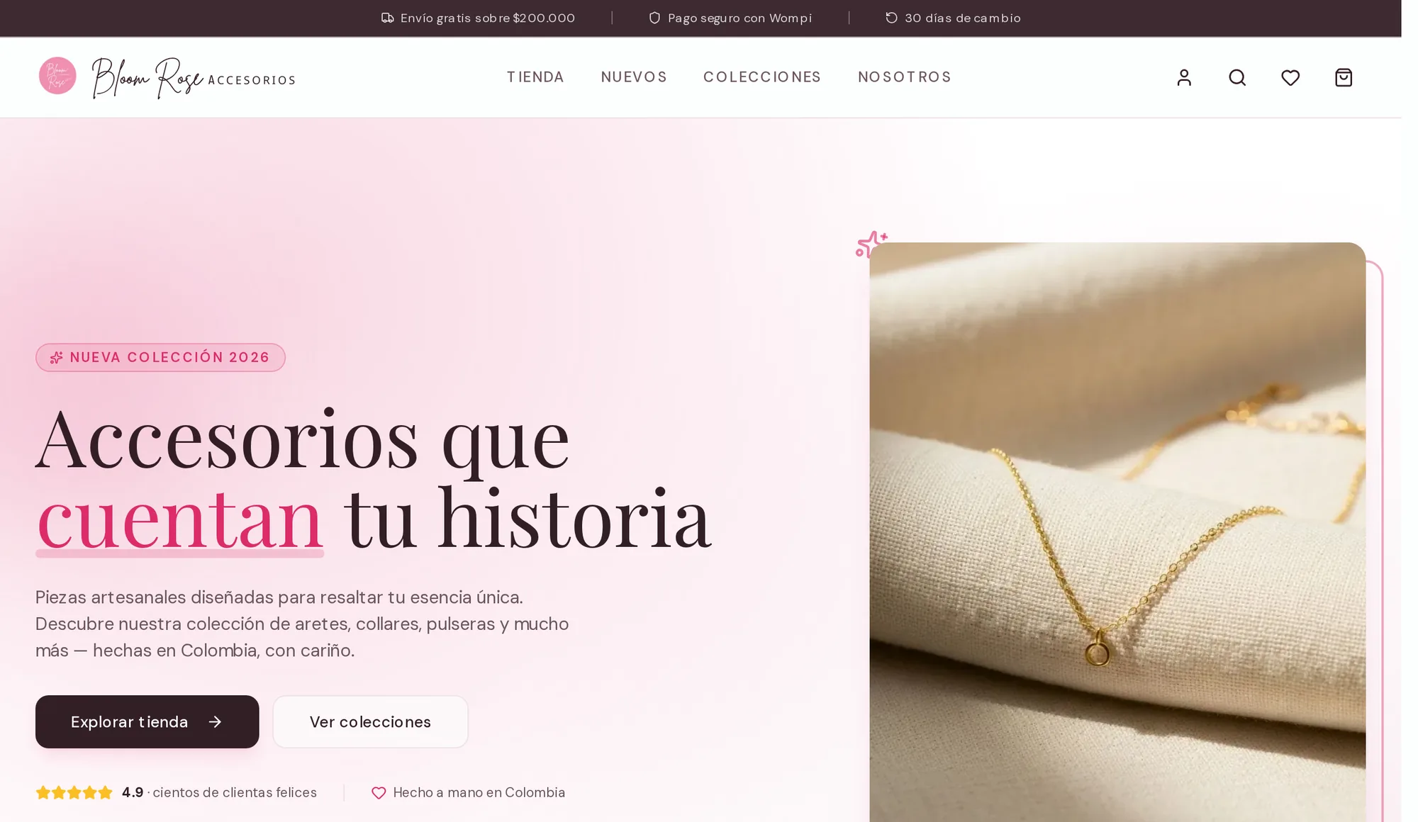 Bloomrose — tienda de bisutería y accesorios que diseñé y construí